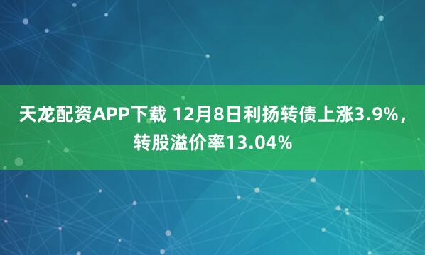 天龙配资APP下载 12月8日利扬转债上涨3.9%，转股溢价率13.04%